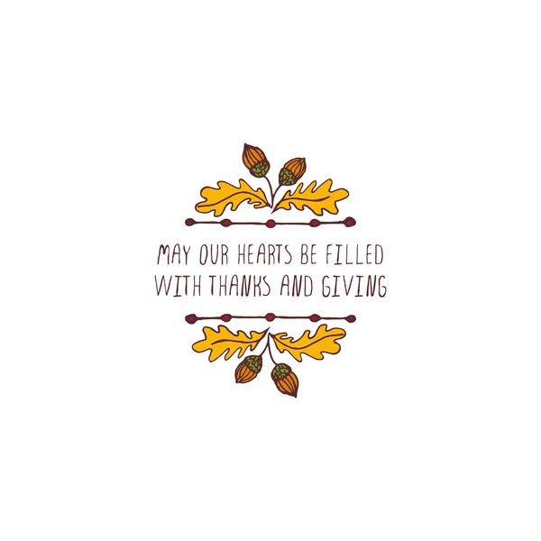 Thanksgiving label met tekst op witte achtergrond — Stockvector