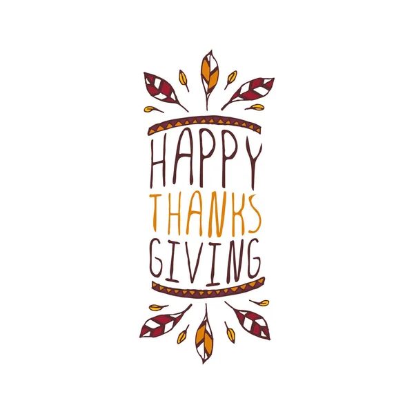 Thanksgiving label met tekst op witte achtergrond — Stockvector