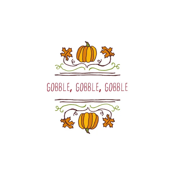 Thanksgiving label met tekst op witte achtergrond — Stockvector