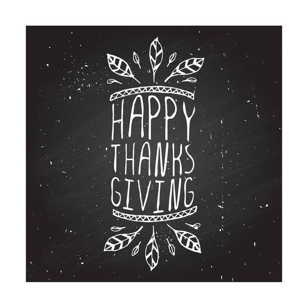 Thanksgiving label met tekst op schoolbord achtergrond — Stockvector