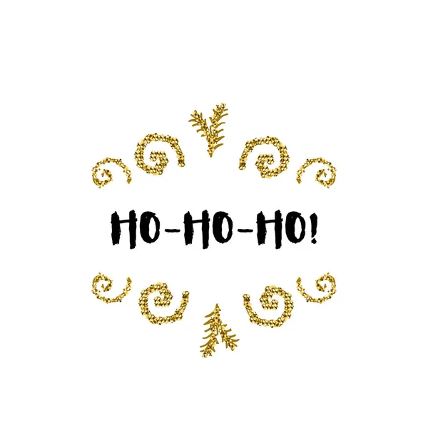 Weihnachtskarte auf weißem Hintergrund mit goldenen Elementen und Text — Stockvektor