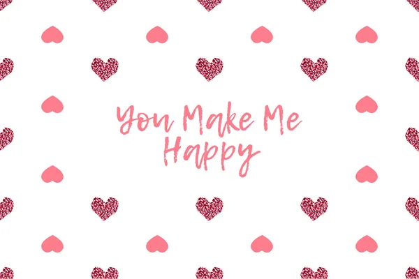 Valentine greeting card with text and pink hearts — Stock Vector