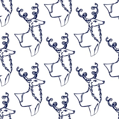 Noel geyiğinin beyaza izole edilmiş kusursuz deseni.