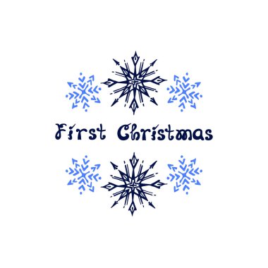 Elle çizilmiş kar taneleriyle Noel tebrik kartı