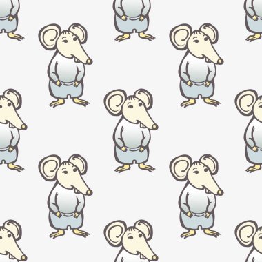 Çin Yeni Yılı kusursuz, el çizimi fareli.