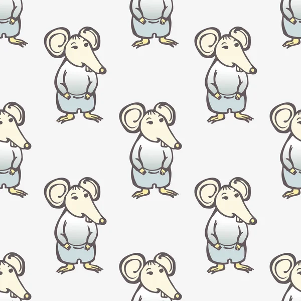 Chinese New Year seamless pattern with hand drawn rats — ストックベクタ