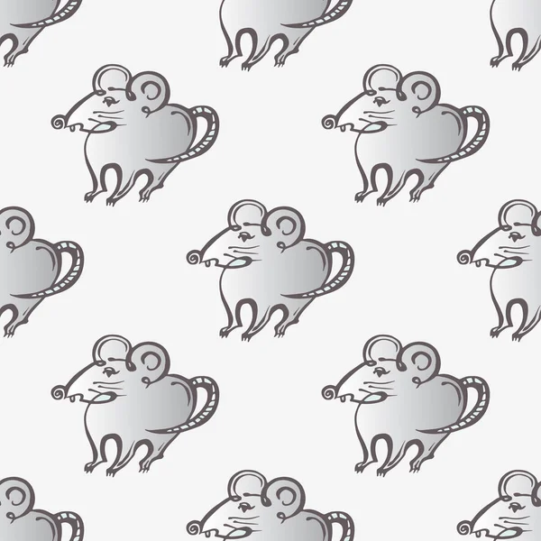 Chinese New Year seamless pattern with hand drawn rats — ストックベクタ