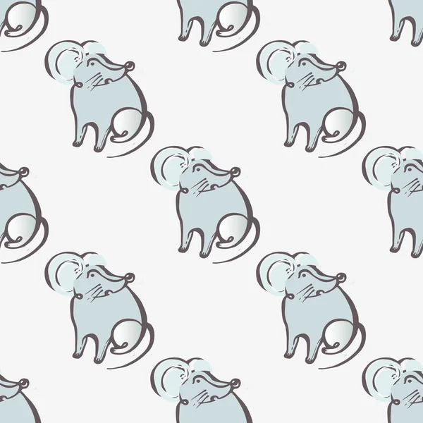 Chinese New Year seamless pattern with hand drawn rats — 스톡 벡터