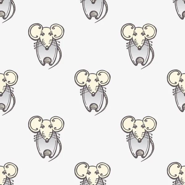 Chinese New Year seamless pattern with hand drawn rats — ストックベクタ
