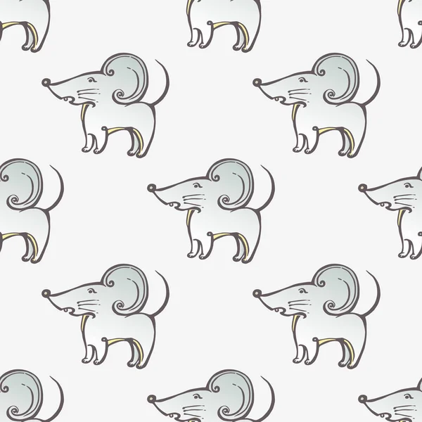 Chinese New Year seamless pattern with hand drawn rats — ストックベクタ