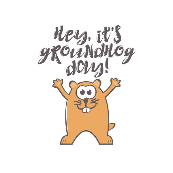Groundhog Day greeting card with text — Stock Vector