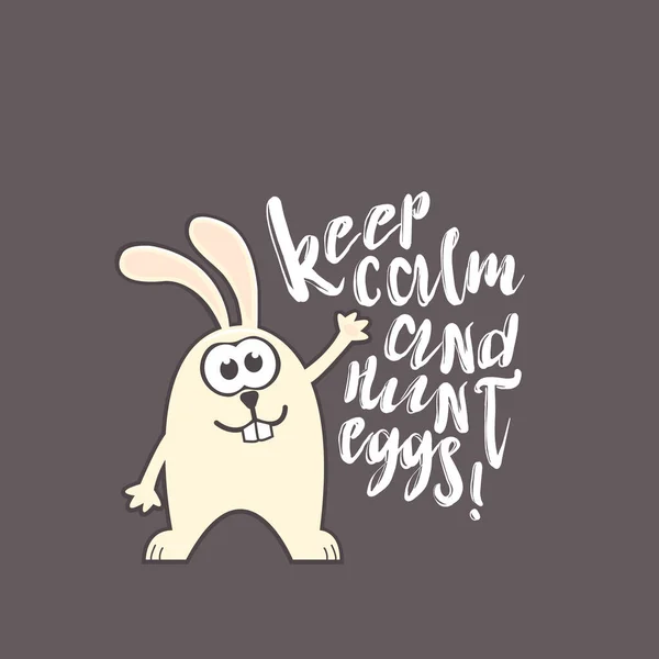 Пасхальная открытка с кроликом и текстом — стоковый вектор