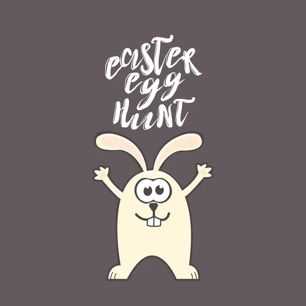 Tarjeta de felicitación de Pascua con conejo y texto — Vector de stock