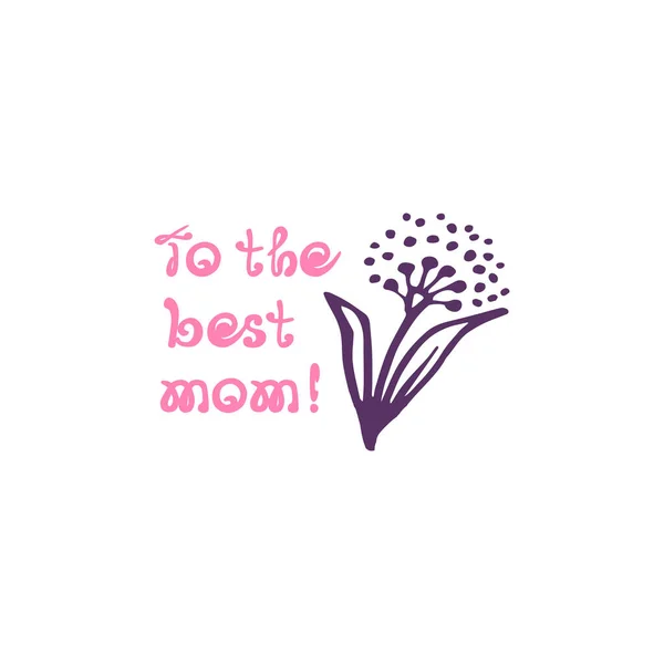 Fête des mères carte de vœux dessinée à la main avec fleur — Image vectorielle