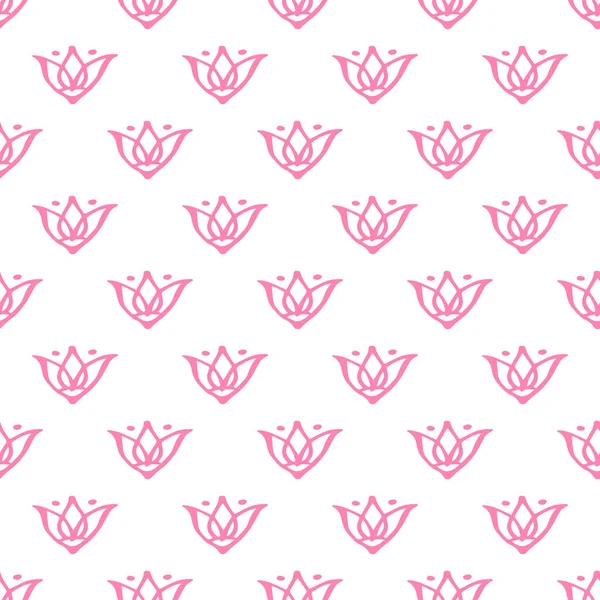 白色背景手绘粉红色花朵的无缝图案 — 图库矢量图片