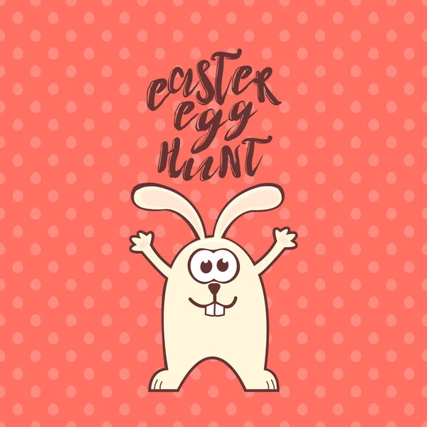 Tarjeta de felicitación de Pascua con conejo y texto — Vector de stock