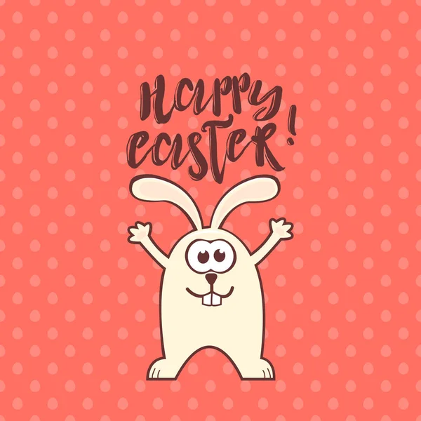 Carte de vœux de Pâques avec lapin et texte — Image vectorielle