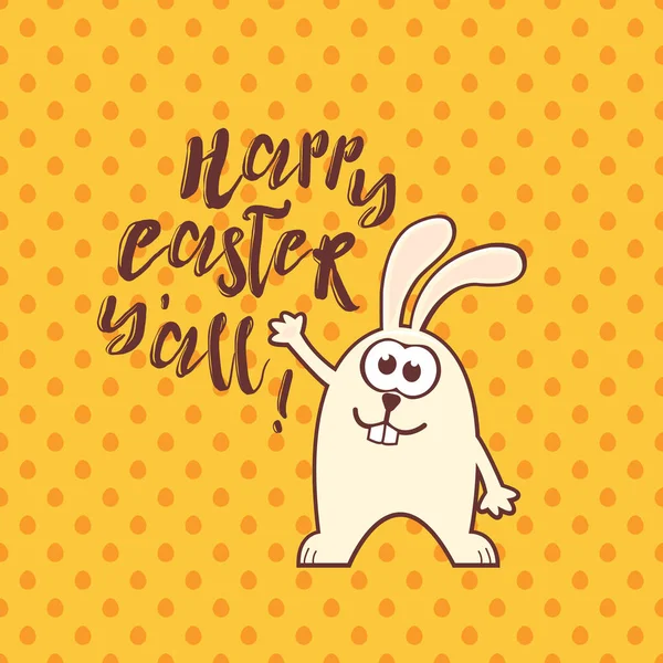 Tarjeta de felicitación de Pascua con conejo y texto — Archivo Imágenes Vectoriales