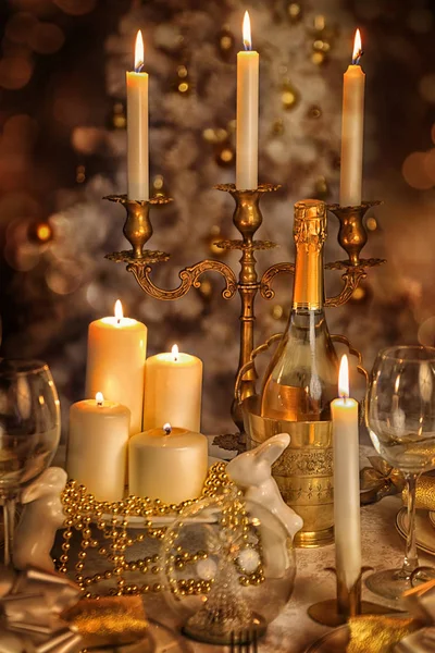 A decorated Christmas dining table