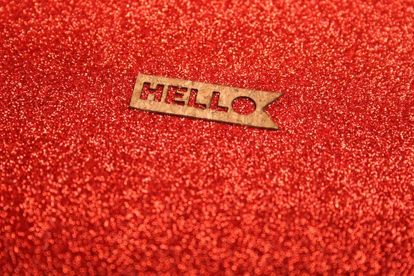 Kırmızı bir arka plan üzerinde metin Merhaba — Stok fotoğraf