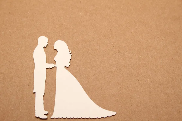 Silhouette of the bride and groom — Stock Photo, Image