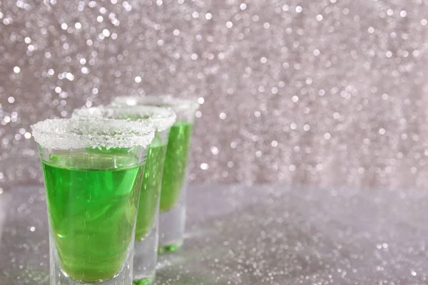 Three glasses with green drinks — Stock Photo, Image