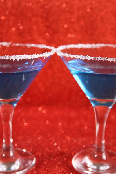 两杯蓝酒 图库图片