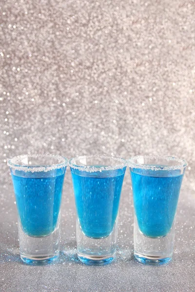 Three glasses with blue drinks — 스톡 사진