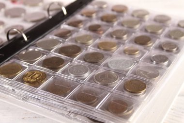Farklı ülkelerden ve zamanlardan bir sürü bozuk para. Numismatikler
