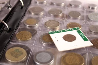 Farklı ülkelerden ve zamanlardan bir sürü bozuk para. Numismatikler