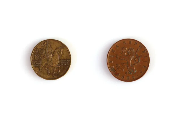 Αριθμητική. Παλιό νόμισμα σε λευκό φόντο — Φωτογραφία Αρχείου