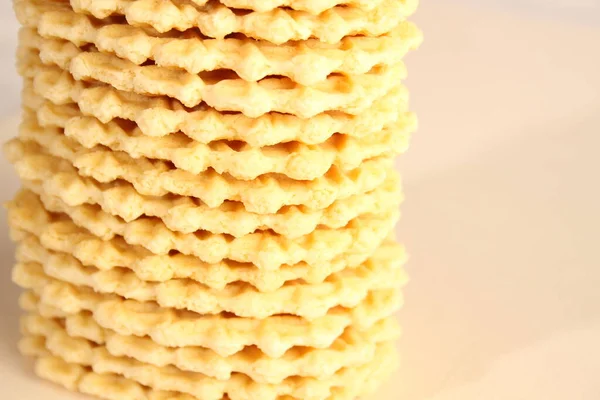 Muitos Biscoitos Waffle Encontram Sucessivamente — Fotografia de Stock