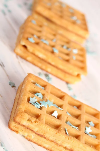 Waffles Pastry Decoration Turquoise Stars — Stock Photo, Image