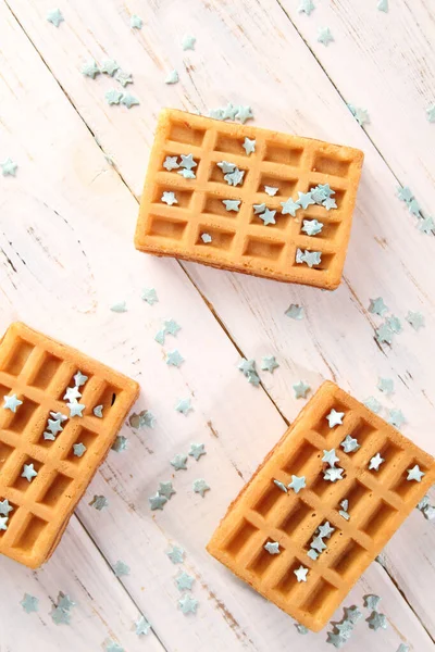 Viennese Waffles Pastry Decoration Turquoise Stars — Stock Photo, Image