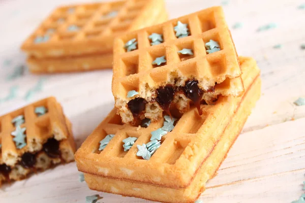 Waffles Pastry Decoration Turquoise Stars — Stock Photo, Image
