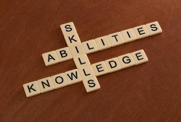 Crossword puzzle with words Skills, abilities, knowledge. Learni — Stock Photo, Image