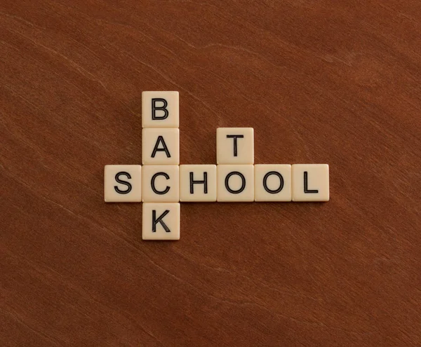 Quebra-cabeça de palavras cruzadas com palavras Back To School. Conceito de educação Imagens Royalty-Free