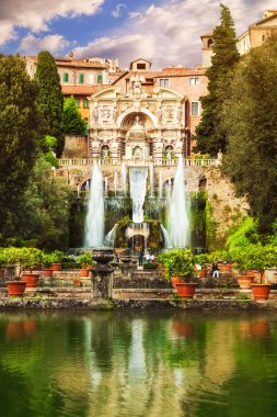 Villa d'Este, Tivoli, İtalya'nın ikonik landmark Neptün Çeşmesi