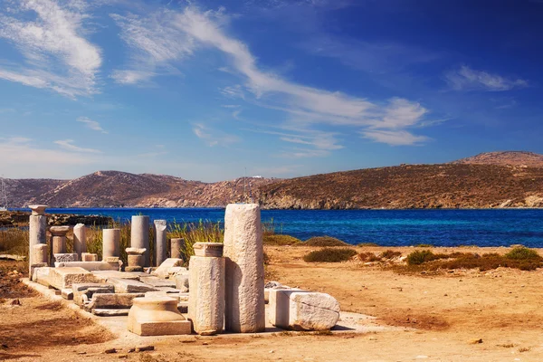 Antiche rovine sull'isola di Delos, Grecia — Foto Stock