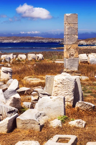 Ruínas antigas na ilha de Delos, Grécia — Fotografia de Stock