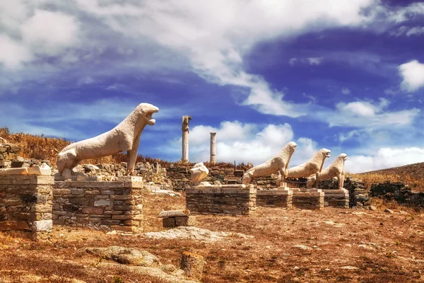 La Terrasse des Lions sur l'île de Delos, Grèce — Photo