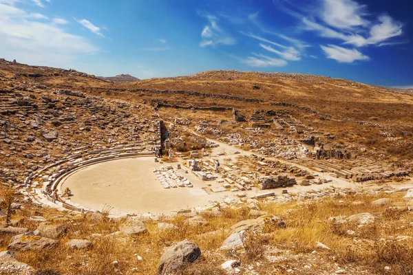 Amphithéâtre ancien sur l'île de Delos, Grèce — Photo