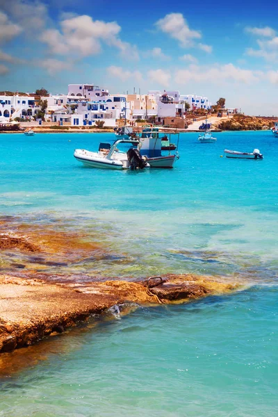 Megali Ammos beach and port in Chora, Pano Koufonisi — Stock Photo, Image