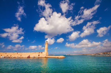 Rethymnon feneri eski Venedik liman, Crete island, Yunanistan
