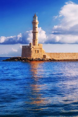 Hanya, Crete island, Yunanistan eski bağlantı noktası deniz feneri