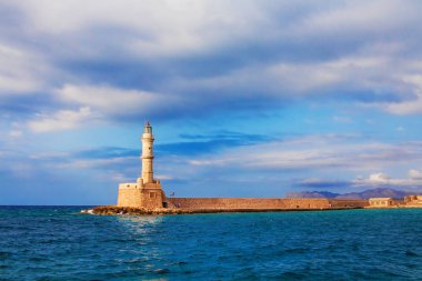 Hanya, Crete island, Yunanistan eski bağlantı noktası deniz feneri