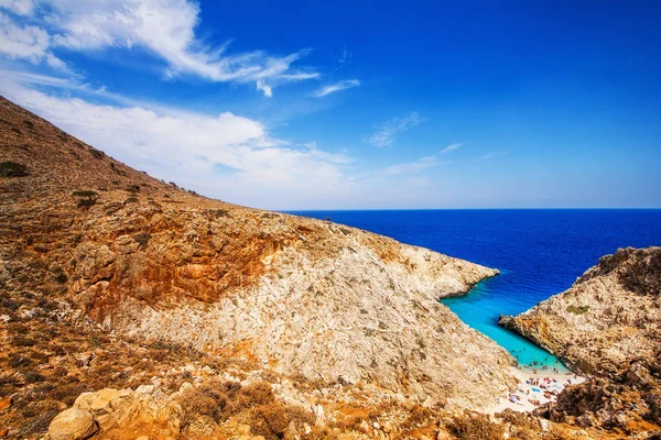 The secluded Seitan Limania beach at Cape Akrotiri, Chania, Crete — стоковое фото
