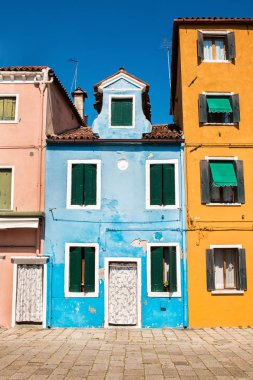 Genel mimari renkli adanın Burano, Veneto, İtalya