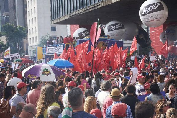 Protest der Arbeiter in São Paulo. — Stockfoto