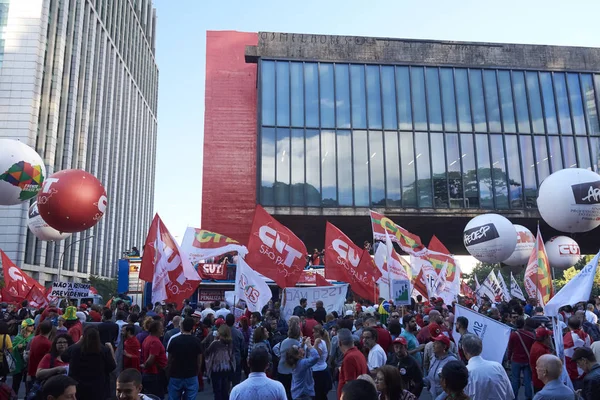 Protest proti pracovníků v Sao Paulu. — Stock fotografie